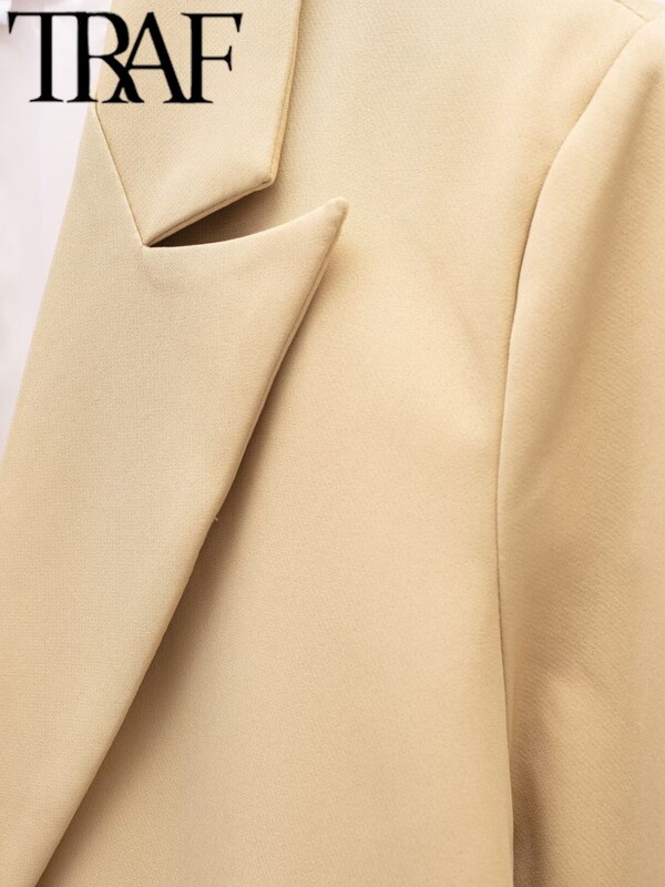 TRAF Office Femei Blazer colorat largi 2024 de vară cu mânecă lungă la două piepte pentru birou. Jachetă pentru femeie.