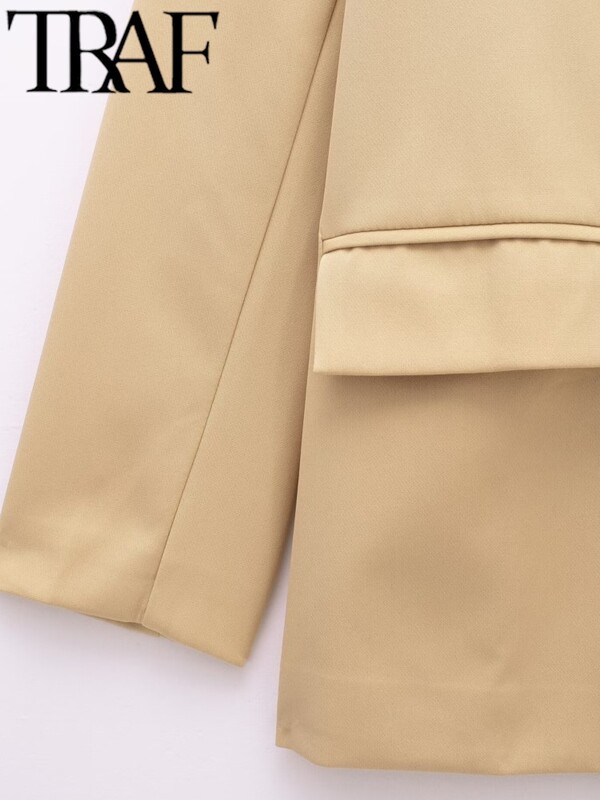 TRAF Office Femei Blazer colorat largi 2024 de vară cu mânecă lungă la două piepte pentru birou. Jachetă pentru femeie.