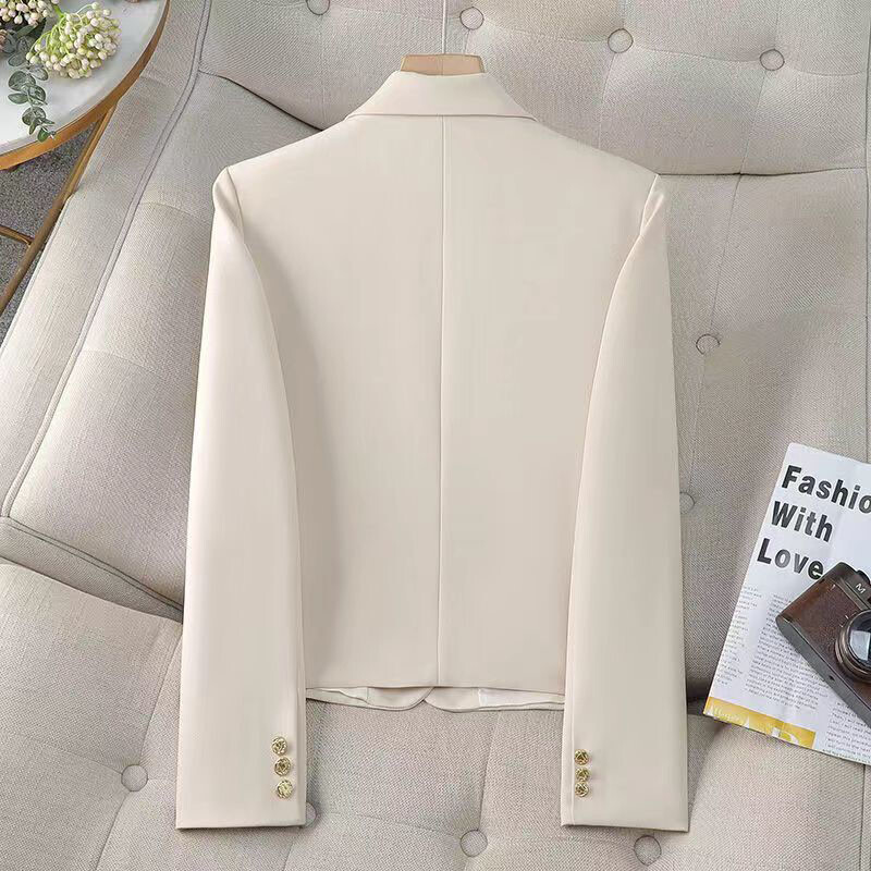 Lucyever Jesen 2024. Novi crni sakoi Ženski korejski uredski sako visoke kvalitete Ženski modni sako dugih rukava na kopčanje