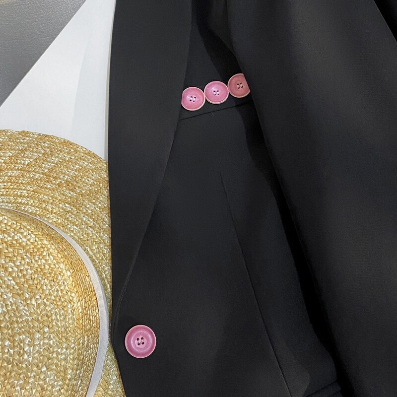 2024. aasta varakevad uus disain, must ülikond jakk naiste vabaaja mood, väike ülikond, kärbitud bleiser