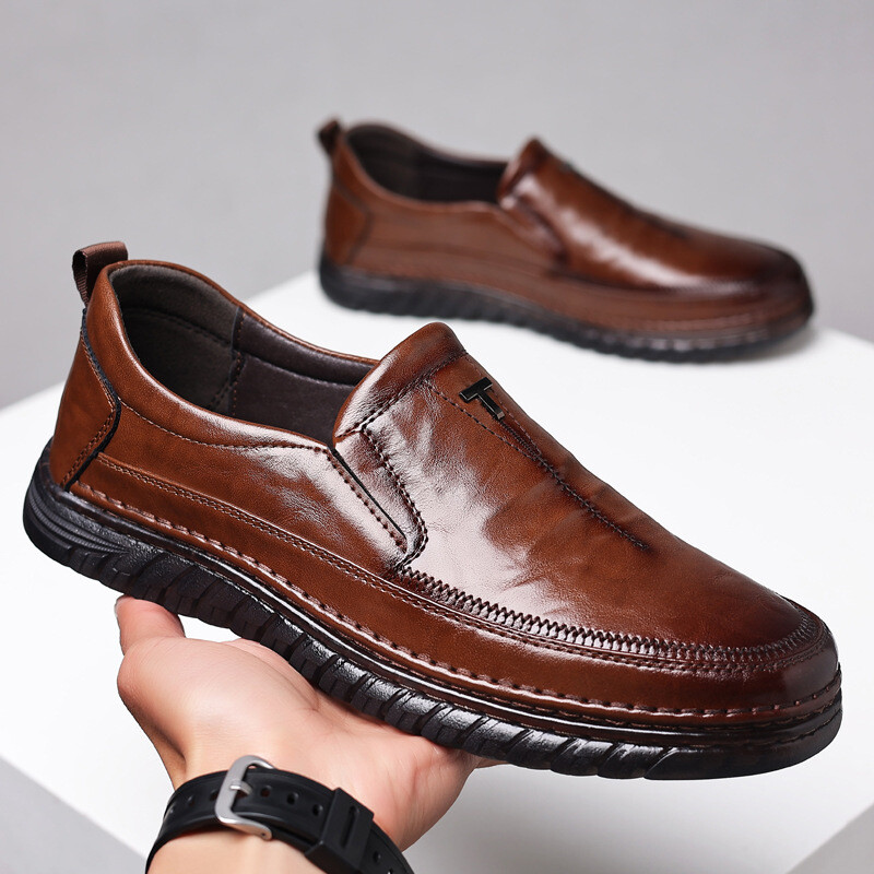 Meeste Retro vabaaja nahast kingad Klassikaline õmblemine Mugavad püksid Kevadsuvi Töö Stiil Oxfordi Mood