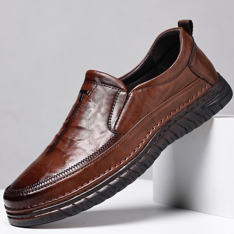 Meeste Retro vabaaja nahast kingad Klassikaline õmblemine Mugavad püksid Kevadsuvi Töö Stiil Oxfordi Mood