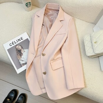 White Peach Pink Blazer Γυναικεία Άνοιξη 2024 Νέο Petite High-End στυλ θεάς Casual κομψό μικρό κοστούμι Υψηλής ποιότητας μοντέρνο