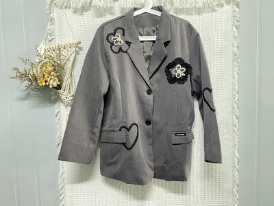 Kaputi s cvjetnim vezom Jednoredno kopčanje dugih rukava Ležerni široki sakoi Harajuku proljeće jesen Ženski sako s džepovima za sve vrste