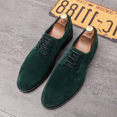 Луксозни дизайнерски мъжки винтидж велурени зелени вечерни оксфордски обувки Мокасини Сватбени парти Официални обувки Sapato Social Masculino