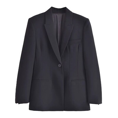 TRAF 2023, toamnă, noua modă pentru femei, blazer largi, haină vintage cu mânecă lungă, buzunare, îmbrăcăminte exterioară pentru femei șic