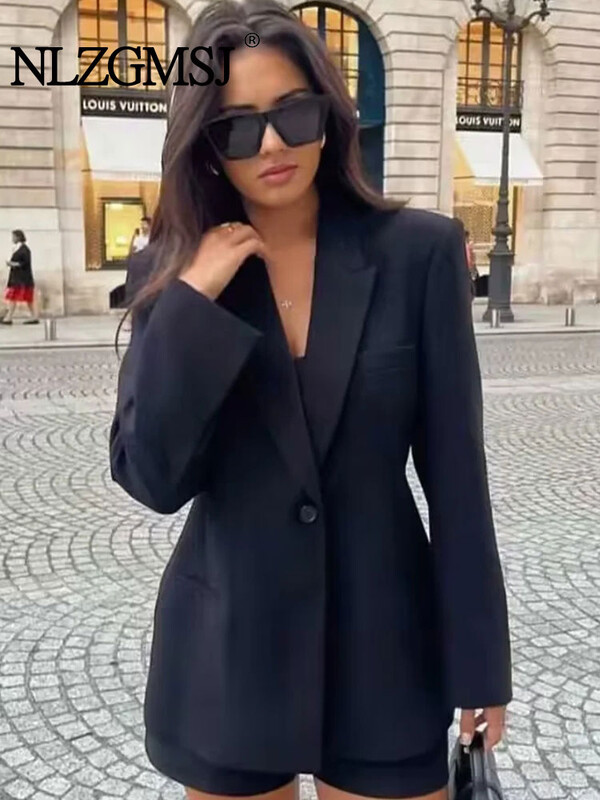 TRAF 2023, toamnă, noua modă pentru femei, blazer largi, haină vintage cu mânecă lungă, buzunare, îmbrăcăminte exterioară pentru femei șic