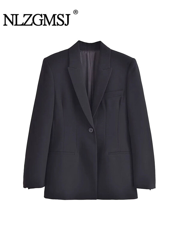 TRAF 2023, toamnă, noua modă pentru femei, blazer largi, haină vintage cu mânecă lungă, buzunare, îmbrăcăminte exterioară pentru femei șic