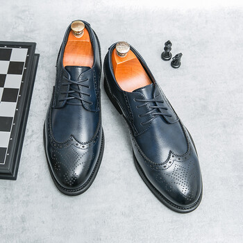 Πολυτελή ανδρικά δερμάτινα παπούτσια Brogue Business Oxford For Suit Παπούτσια γραφείου για εργασία Ρετρό χειροποίητα παπούτσια φόρεμα Gentleman Dinner παπούτσια