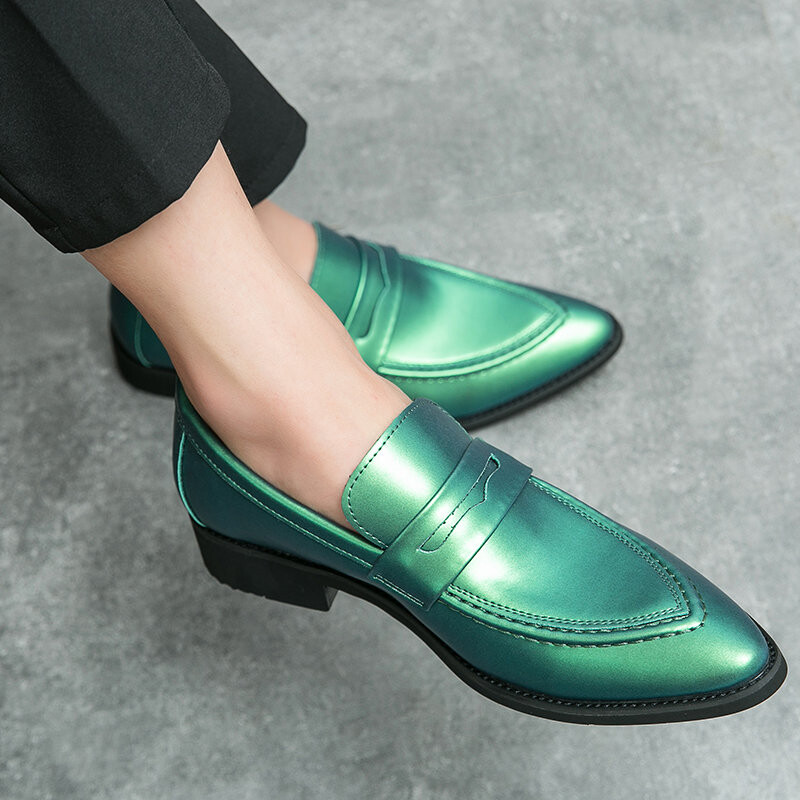 Pantofi de rochie formali eleganti pentru barbati Marime mare 47 Verde Violet din piele de lux Pantofi casual Nunta Moda barbati Mocasini Oxford