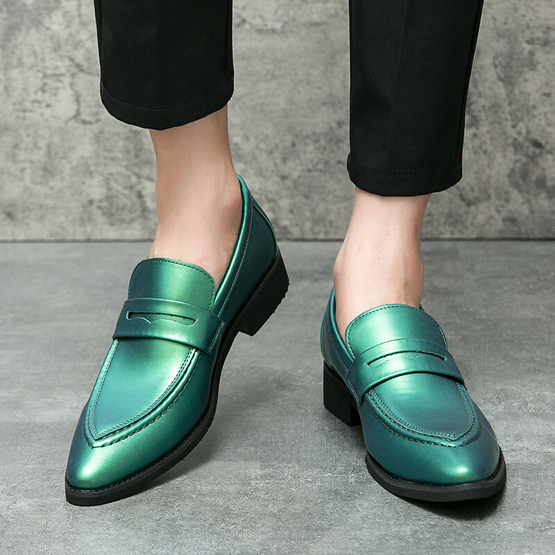 Pantofi de rochie formali eleganti pentru barbati Marime mare 47 Verde Violet din piele de lux Pantofi casual Nunta Moda barbati Mocasini Oxford