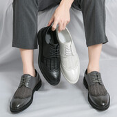 Mood Derby Nahast meeste kingad Suvised hingavad võrkjalatsid, valge Brogue pitsitud Soliidsed kleitjalatsid Äripidu Pulmakingad Meeste