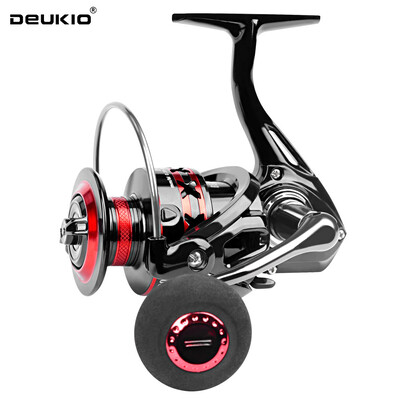 DEUKIO 2000-7000 Μέγεθος Max Drag 12KG Κόκκινο μαύρο πόμολο EVA Spinning Roels Μεταλλικό καρούλι Καρούλι ψαρέματος για ψάρεμα θαλασσινού νερού