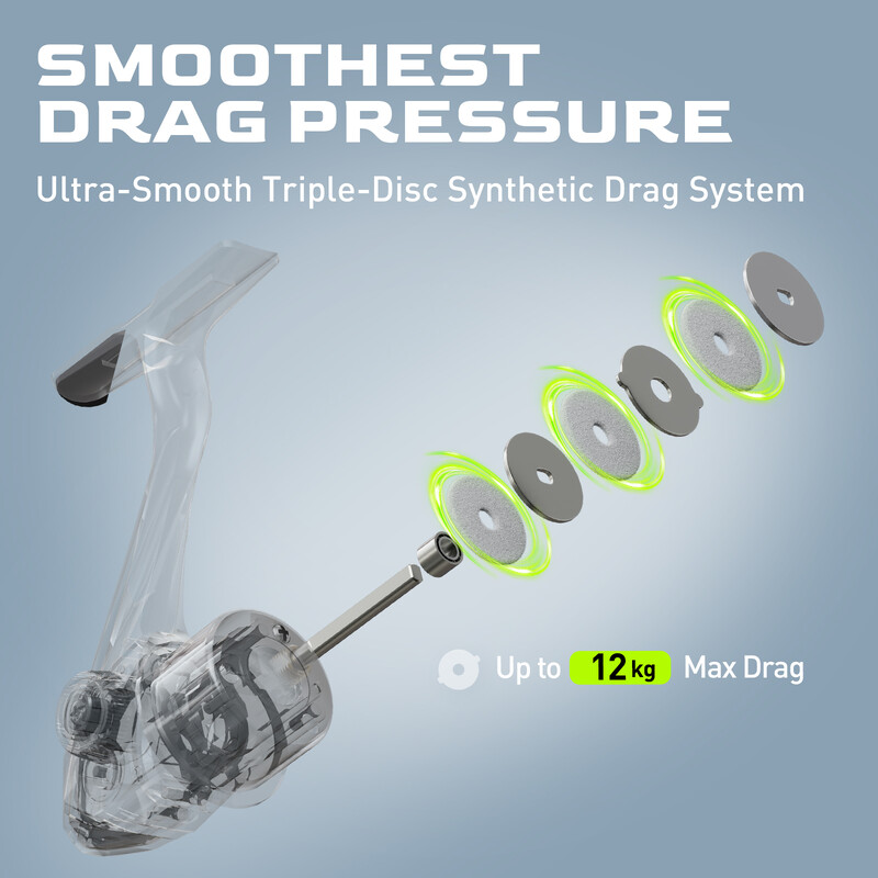 Mulinetă HANDING M1 Spinning 12 kg Mulinetă din grafit Max Drag, 9 + 1 rulmenți cu bile, mulinetă de pescuit cu raport de transmisie 5.2:1 pentru biban și știucă