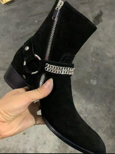 Uued pruunid/mustad seemisnahast jalatsid ketid, pandlad, meeste saapad, kuhjaga kontsaga saapad, küljetõmblukuga, meeste moesaapad, kingad