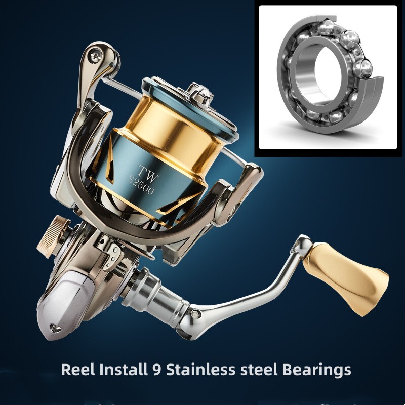 Mulinetă de pescuit la crap Mavllos Chaser cu bobină mică, raport de forță de 15 kg 5,5:1 mâner metalic + buton Mulinetă spinning pentru bas de apă sărată