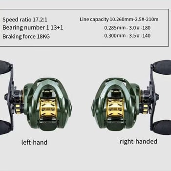 Baitcasting Fishing Roels 13+1BB Right / Left Handed Gear Ratio 7,2:1 Bait Casting Reel Metal Body 8KG Max Drag For Fresh Water