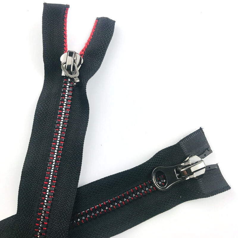 Taškinis pavyzdys Nr. 8 dervos kukurūzų danties užtrauktukas, šlifuojantis viena eilė violetinė raudona dugnas dvigubai atvira uodega 120 cm pūkinės striukės užtrauktukas