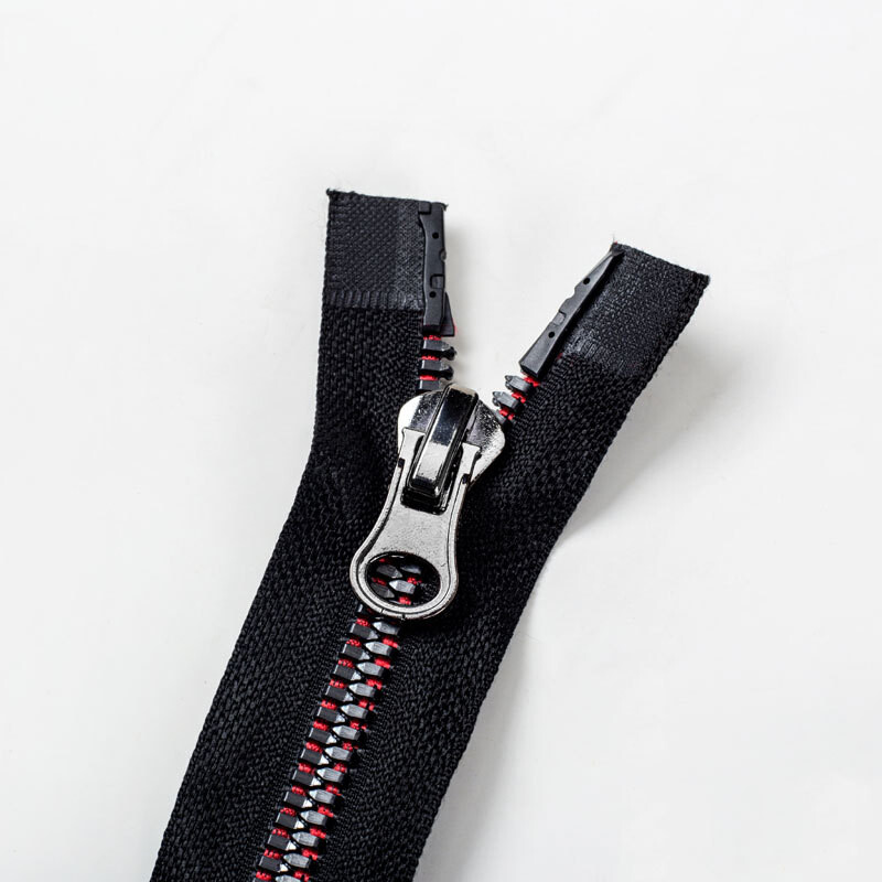 Taškinis pavyzdys Nr. 8 dervos kukurūzų danties užtrauktukas, šlifuojantis viena eilė violetinė raudona dugnas dvigubai atvira uodega 120 cm pūkinės striukės užtrauktukas