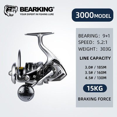BEARKING mulinetă de pescuit cu apă sărată, nou sosire, care se învârte 1000-6000 9 + 1BB 5.2:1 Max Drag 10-20KG Mulinete rezistente la apă