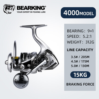 BEARKING mulinetă de pescuit cu apă sărată, nou sosire, care se învârte 1000-6000 9 + 1BB 5.2:1 Max Drag 10-20KG Mulinete rezistente la apă