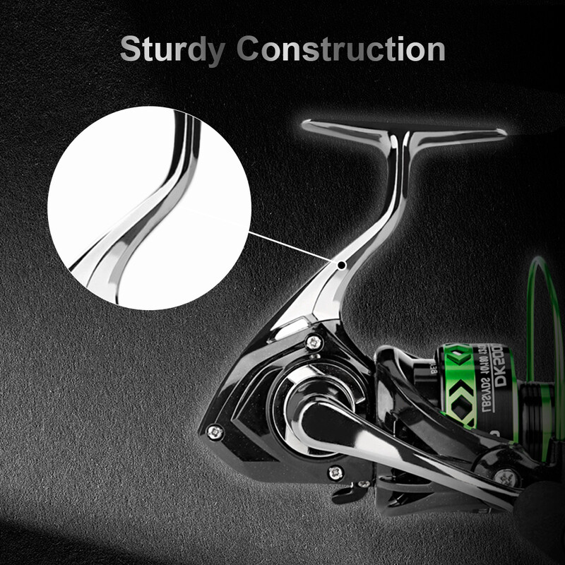 Mulinetă de pescuit rotativă din seria DEUKIO, raport de transmisie 5.2:1, putere maximă de tragere 26 lb, scaun de roată din metal CNC pentru pescuitul în apă dulce în apă sărată