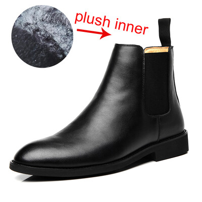 Cizme Chelsea pentru bărbați, în stil britanic, din piele de căprioară, pantofi rochii de afaceri înalți, la modă, iarna caldă, cizme de călărie pentru bărbați
