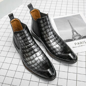 Causal Business Hallid Meeste Chelsea saapad Mood krokodillinahast saapad Meestele Slip-on poolsaapad Man botines hombre