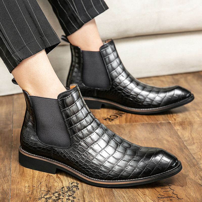 Causal Business Hallid Meeste Chelsea saapad Mood krokodillinahast saapad Meestele Slip-on poolsaapad Man botines hombre