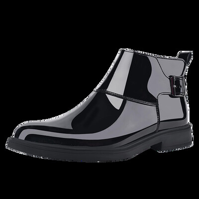 Κλασικά επώνυμα ανδρικά γυαλιστερά δερμάτινα παπούτσια με μυτερά Επίσημα παπούτσια γραφείου Επιχειρηματικά κοντά μποτάκια Ανδρικές μπότες Chelsea Χειμερινές βαμβακερές μπότες