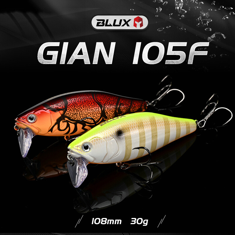 BLUX GIAN 105F Minnow Topwater Риболовна примамка 108 mm 30 g Crank Плуваща твърда примамка Noise System Wobbler Shad For Bass Pike