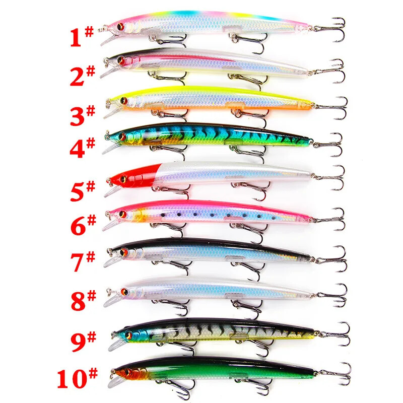 10 buc./lot Ultra Long Casting Floating Minnow Naluci de pescuit Momeală tare 130mm 15g Flounder Biban de mare Apă sărată Aparatură de pescuit de mare