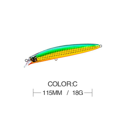 11,5 cm 15 g kalapüügilant Minnow Wobbler Diving 0,3 M ujuv jerkbait Swimbait kunstlik kõva sööt Ocean Beach Fishing Bass sööt