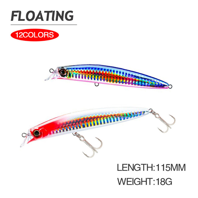 11,5 cm 15 g kalapüügilant Minnow Wobbler Diving 0,3 M ujuv jerkbait Swimbait kunstlik kõva sööt Ocean Beach Fishing Bass sööt