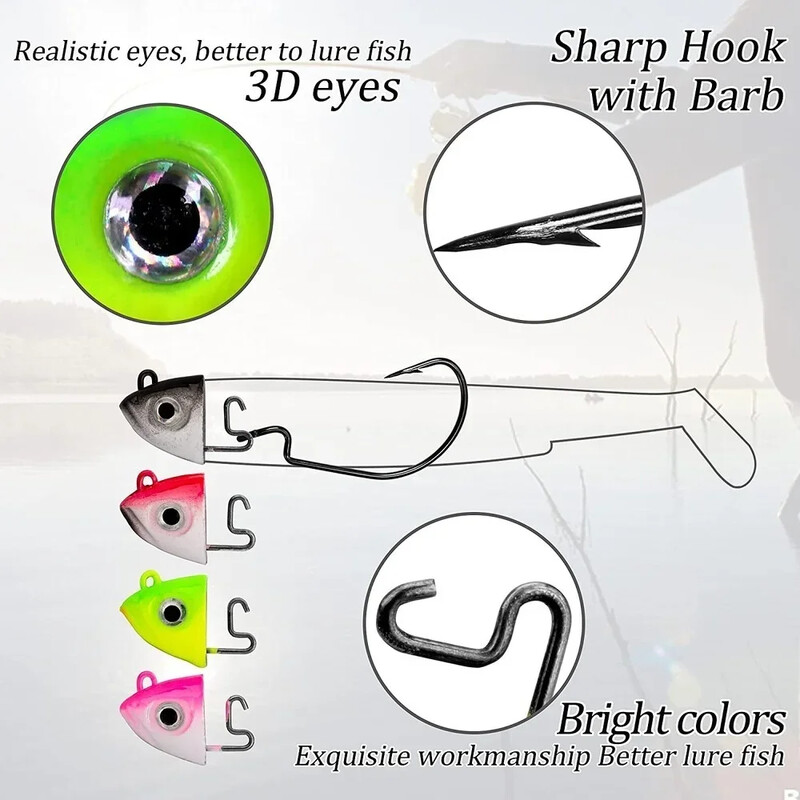 Minnow püügilant 95 mm Easy Shiner püügilant pehme lant 15/30 g Swimbait Jig Head Bass Pike Merepüügi landid Leurre Souple