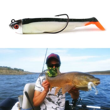 15g 30g JIG Head Soft Bait Texas Black Minnow with 2/0 Worm Hooks Swimbait Paddle Tail Fishing Baits Bass Lures Wobblers