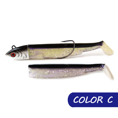 15g 30g JIG Head Pehme sööt Texas Black Minnow koos 2/0 ussikonksudega Swimbait Paddle Tail Fishing sööt Bass Lands Vooblerid