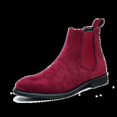 Mărimea Plus 48 Clasic Gri Bărbați Cizme Chelsea Pantofi Confort din piele de căprioară Bărbați Pantofi de rochie Bărbați Botine negre cu slip-on