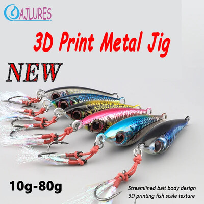 NOU 3D Metal Jig 15g 20g 30g 40g 60g 80g Mare Biomimetic Pește Placă de Fier Momeală Wobbler Naluci de Pescuit Artificial Ocean Barcă Pescuit