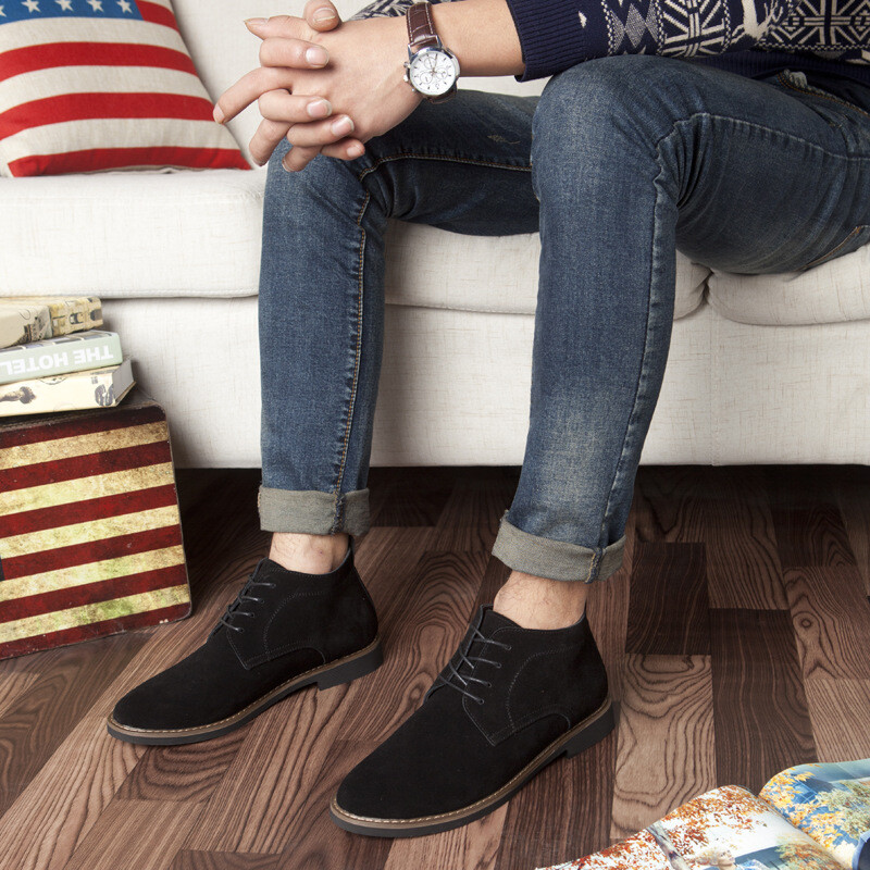 Marka Muške čizme od umjetne antilop kože Muške poslovne ležerne kožne cipele Jesen Zima Modne oksfordske cipele za muškarce 698