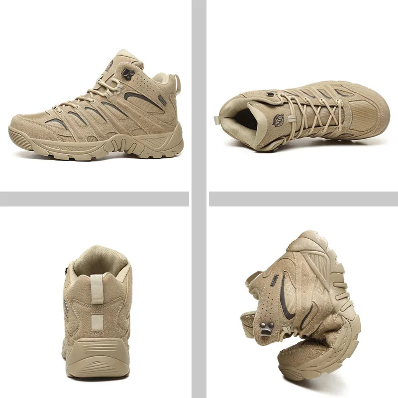 Летни тактически ботуши Мъжки 2023 г. Дишащи военни обувки Бойни глезени Кожени армейски ботуши за мъже Лов на открито Нови постъпления