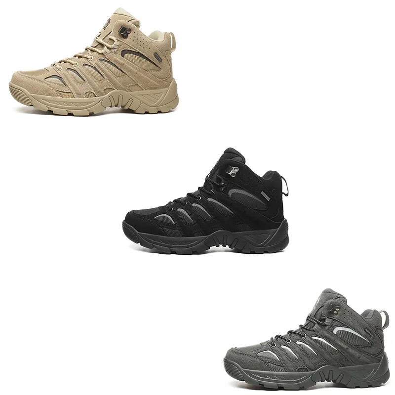 Летни тактически ботуши Мъжки 2023 г. Дишащи военни обувки Бойни глезени Кожени армейски ботуши за мъже Лов на открито Нови постъпления