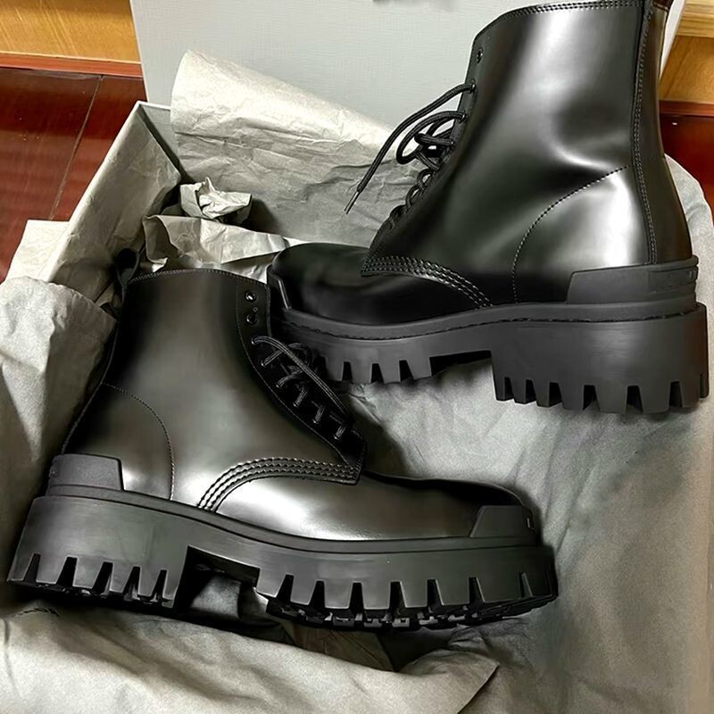 2023 Νέο Big Head Derby Γνήσιο δέρμα Ανδρικό μεσαίο ψηλό τοπ Μπότες Chelsea Fashion Grade με χοντρό κάτω μέρος