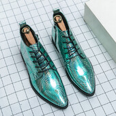 Talvine Luksuslik Kleit Saapad Briti Stiilis Meeste Säravad Nahast Saapad Rohelised Ärijalatsid Meeste Pulmakingad Nööritavad Chelsea Saapad