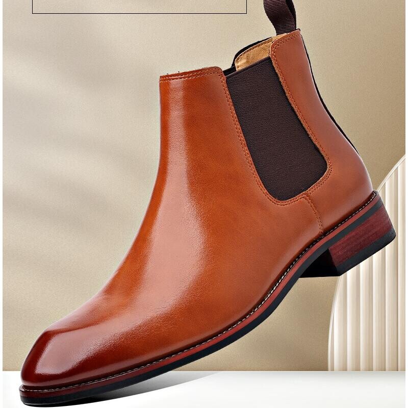 Meeste retrosaapad Nahast klassikalised Chelsea saapad ärikleit Meeste mood lühikesed poolsaapad Vabaaja Briti stiilis kõrged kingad