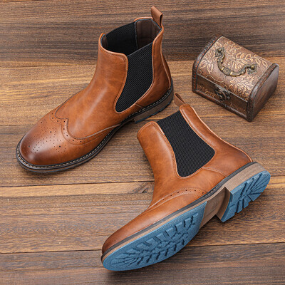 Mărimea 7-13 Cizme Brogue Chelsea Bărbați Cizme din piele în stil american clasic #Al667