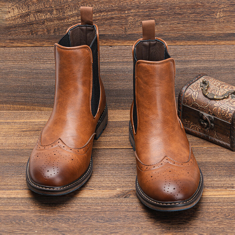 Mărimea 7-13 Cizme Brogue Chelsea Bărbați Cizme din piele în stil american clasic #Al667