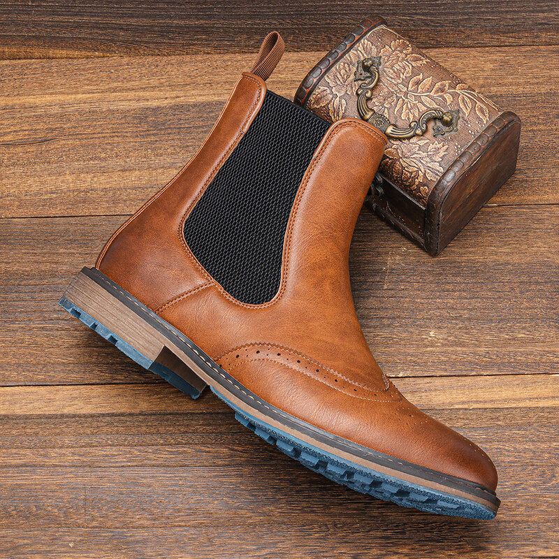 Mărimea 7-13 Cizme Brogue Chelsea Bărbați Cizme din piele în stil american clasic #Al667