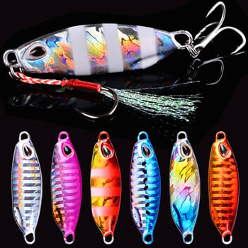 7PCS Metal Cast Jig Spoon 10/15/20/25/30/40G Casting Jigging Fish Sea Bass Fishing Lure Artificial Bait Tackle