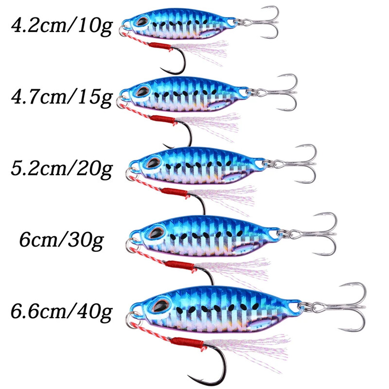 7 tk Metallist valatud jigilusikas 10/15/20/25/30/40G Casting Jigging Kala Meriahvena kalapüügi peibutis Kunstlik sööt